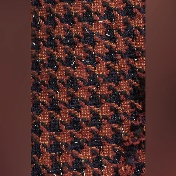 Veronica Beard Taja Dickey Jacket Size 4 Cognac Brown Tweed Houndstooth Blazer - Picture 3 of 16